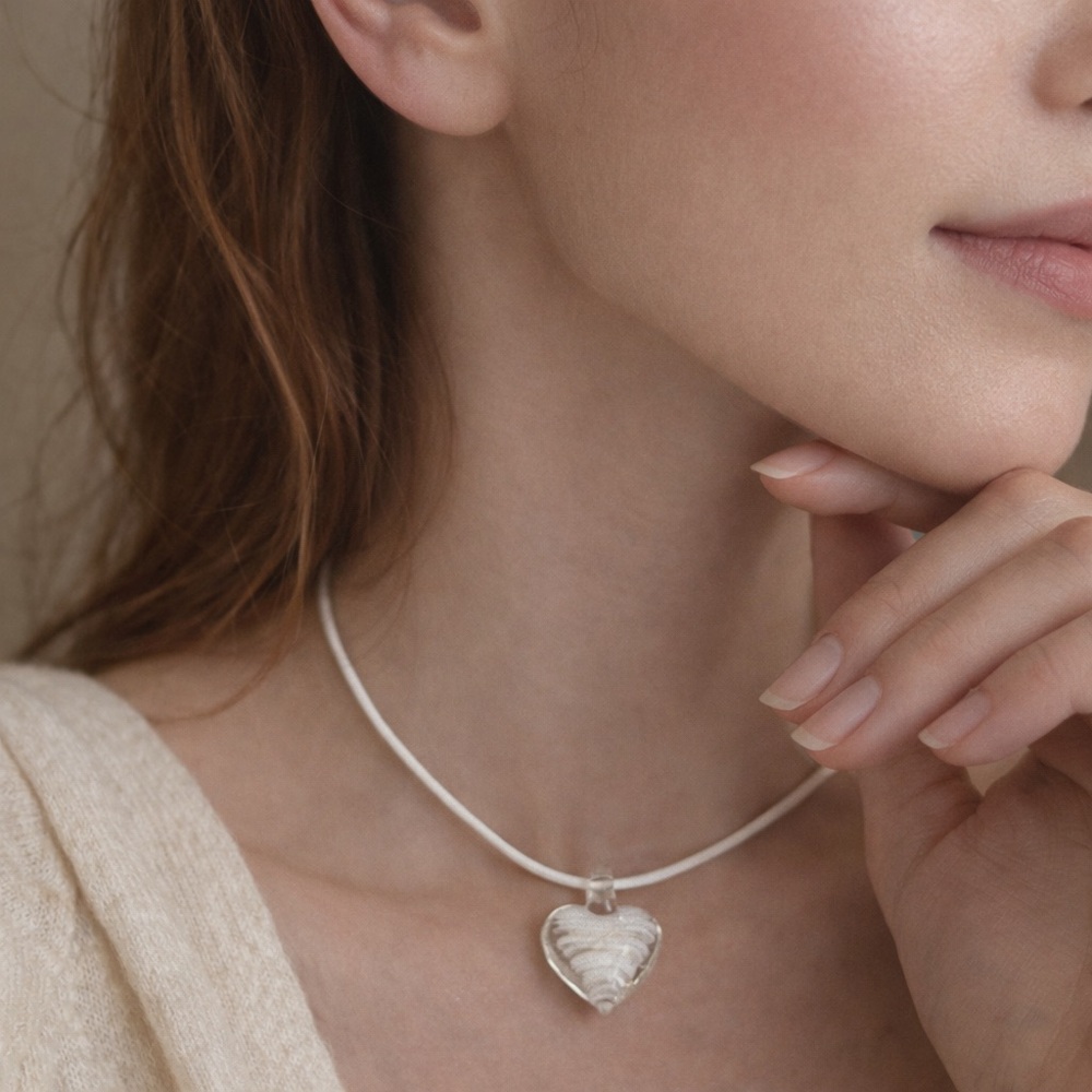 8 Other Reasons Clear Heart Swirl Pendant Necklace